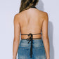 Halter Ruched Front Peplum Top