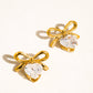 Melonie 18K Gold Non-Tarnish CZ Heart & Bow Earring