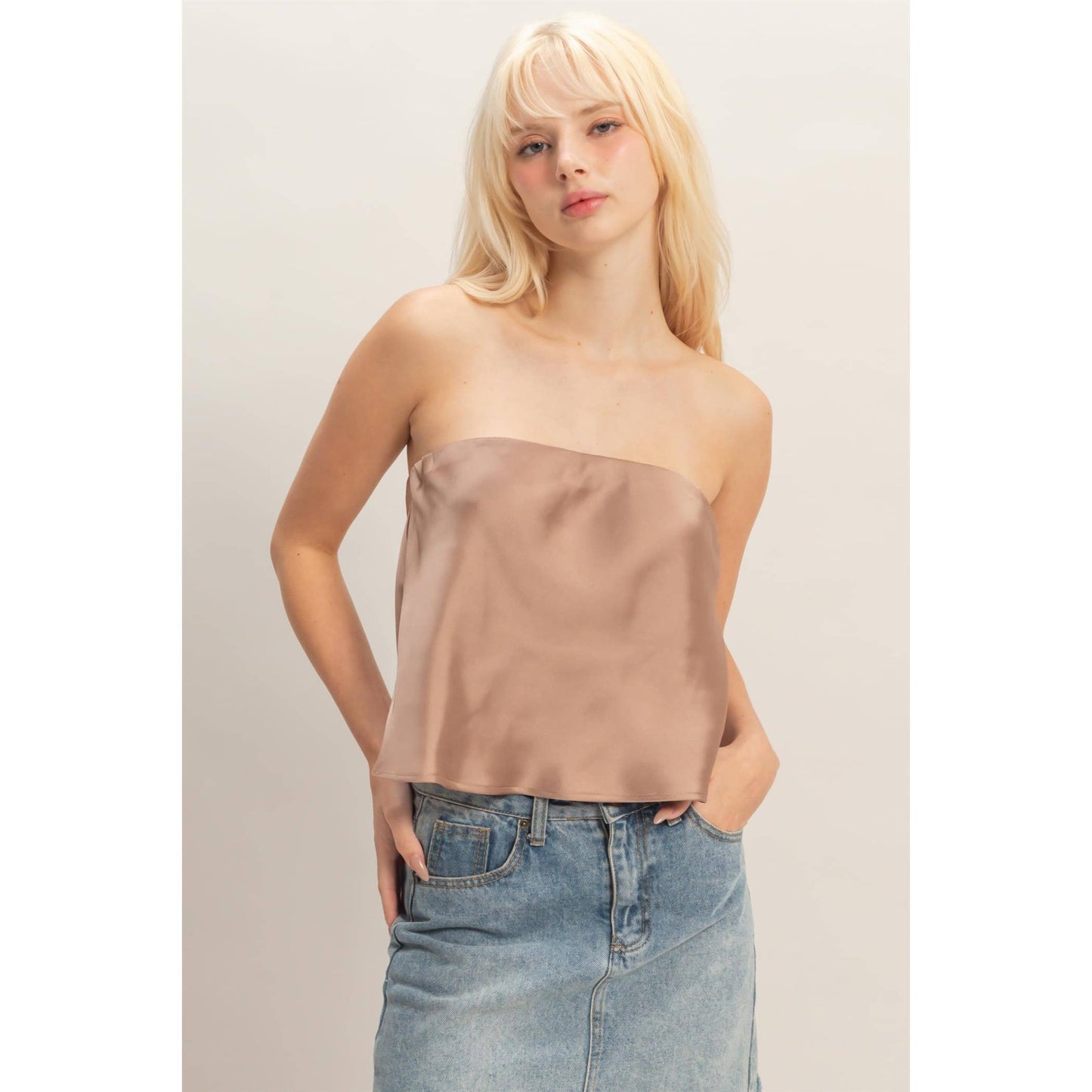 Satin Strapless Tube Top
