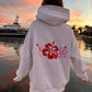 Pearl Grey Hibiscus Flowers Hoodie