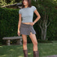 Sunny Denim Pleated Mini Skort