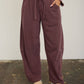 SMOCKED WAIST DRAWSTRING BARREL LEG SWEATPANTS