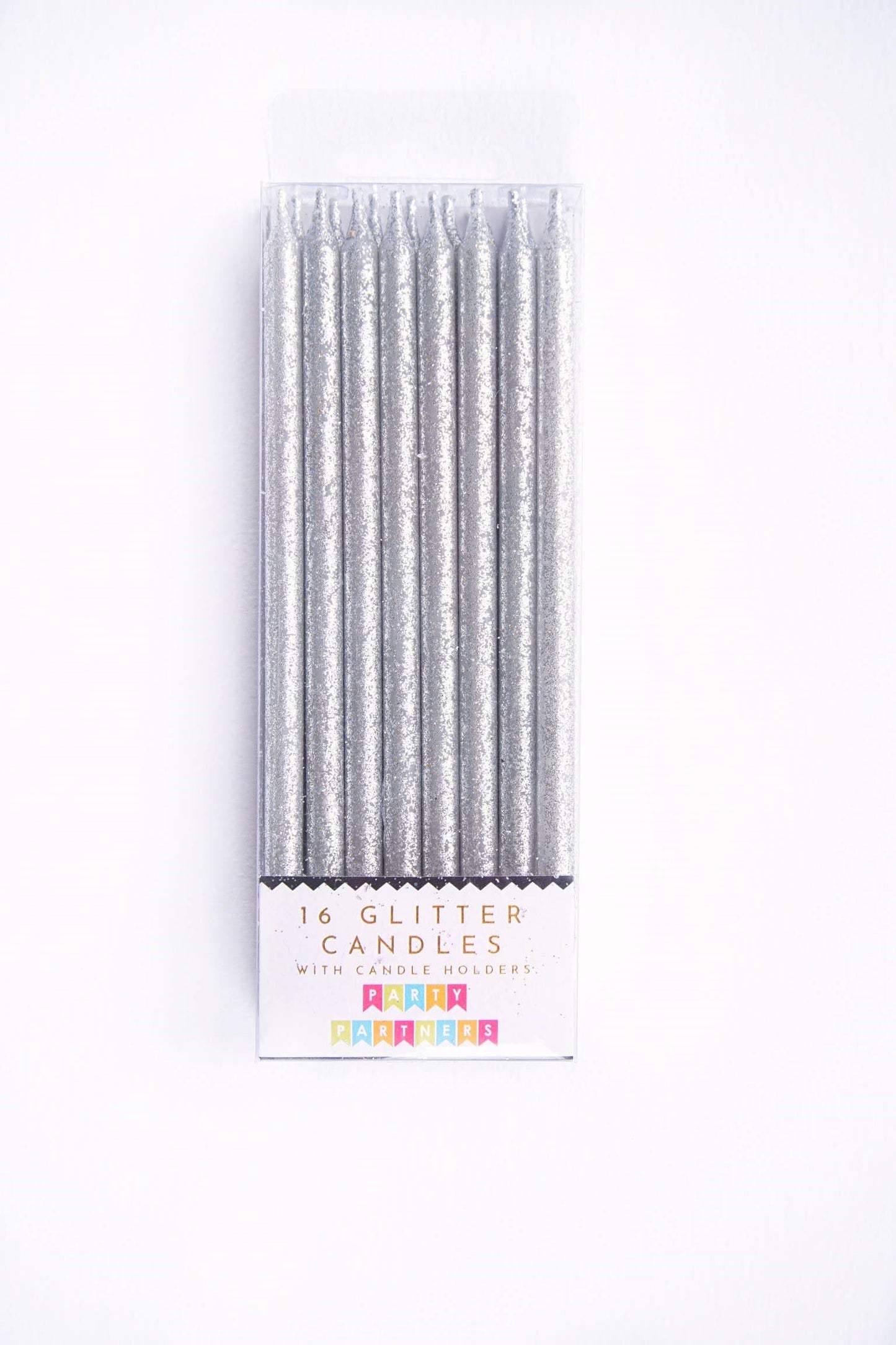 Tall Solid Glitter 16 Candles Set