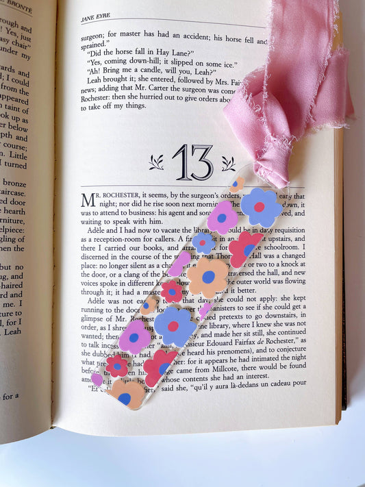 Acrylic Multi colored flower Bookmark