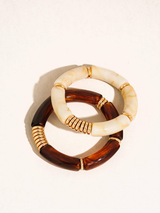 Cove 18K Gold Non-Tarnish Chunky Bangle Set