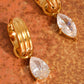Saffron 18K Gold Non-Tarnish Teardrop CZ Mismatch Earrings