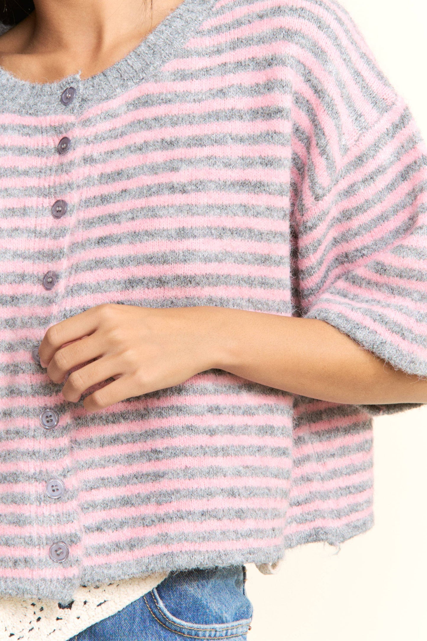 Multi Striped Cropped Soft Knit