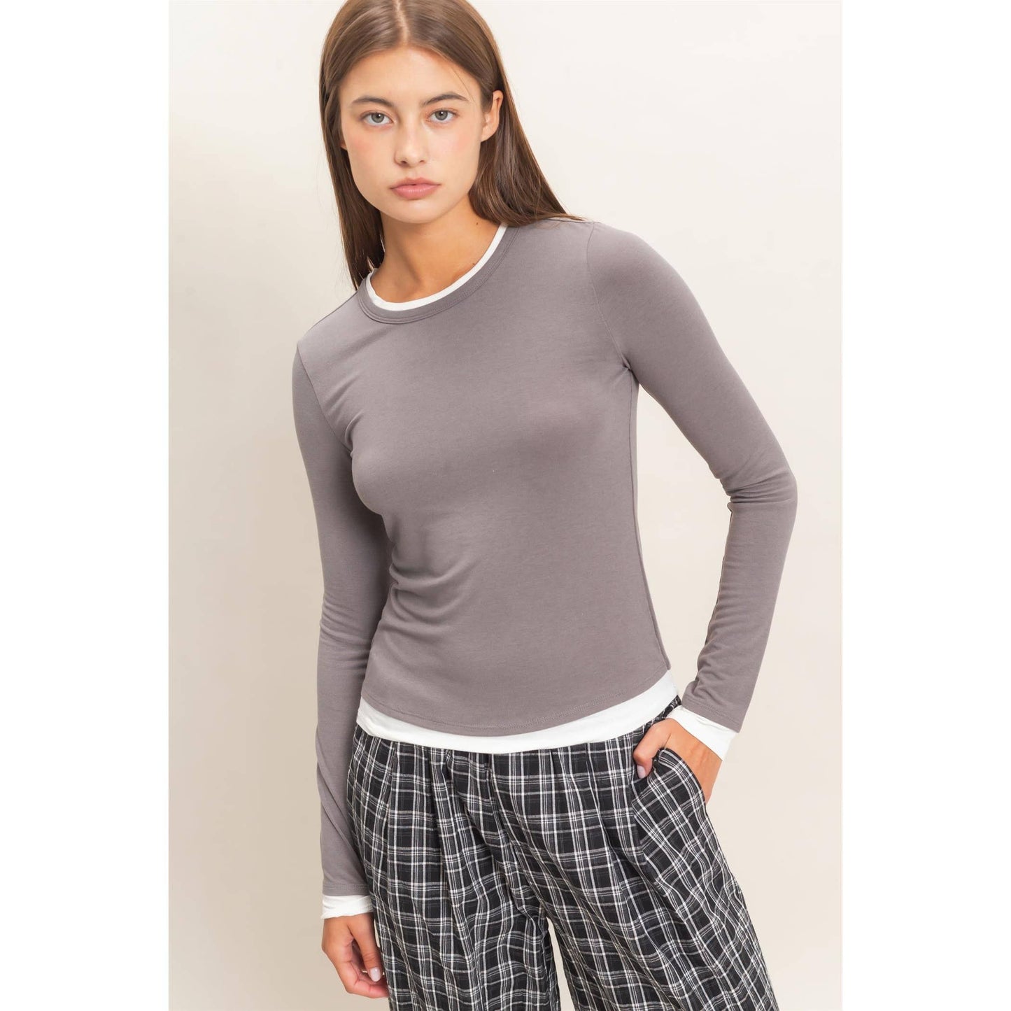 Layered Effect Long Sleeve Top