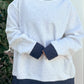 Pearl Grey Navy Blue Polka Dot Mockneck Sweatshirt