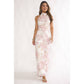 Cold Shoulder High Halter Floral Maxi Dress