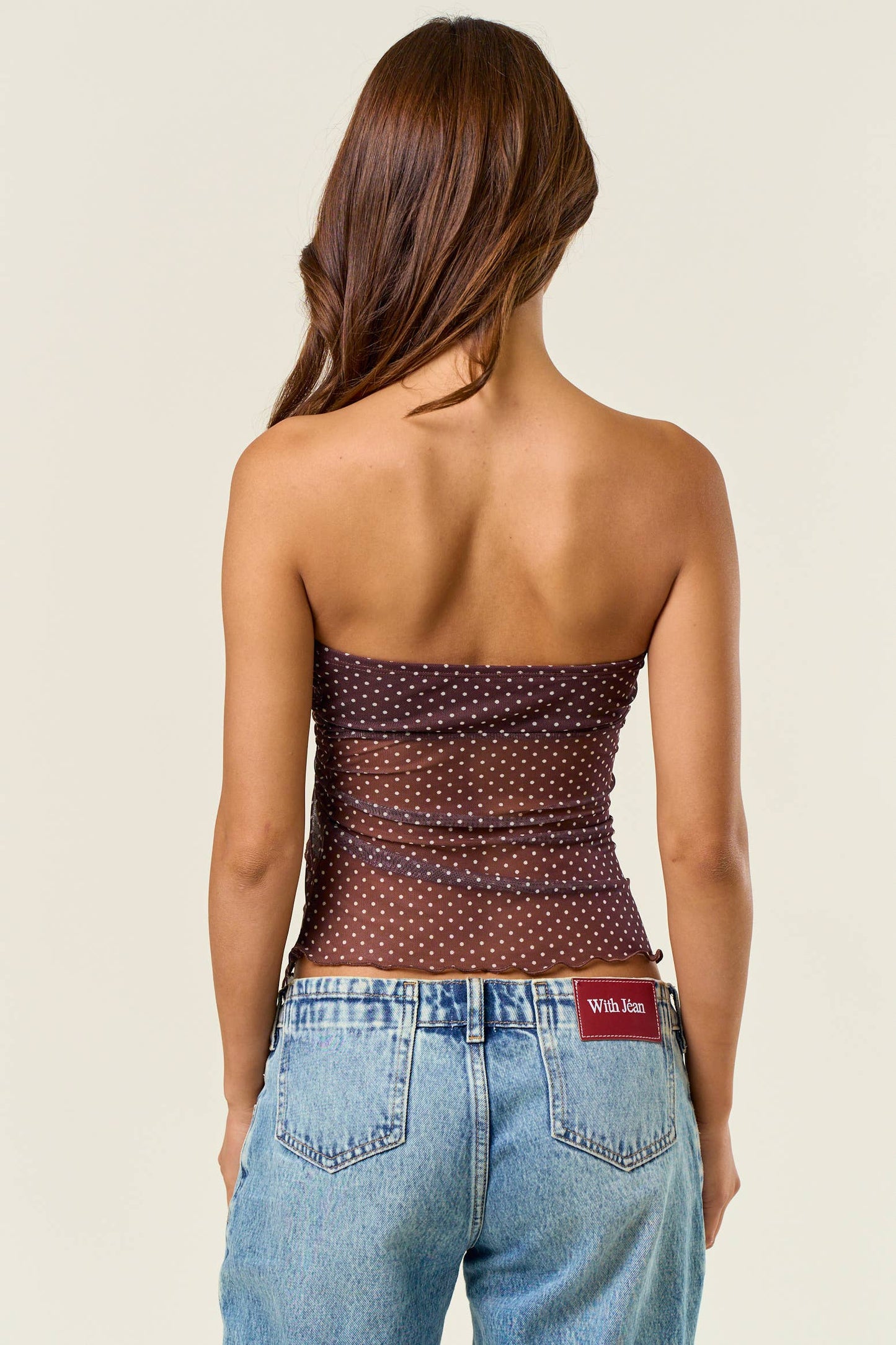 Polka dot Asymmetric Split Hem Tube Top