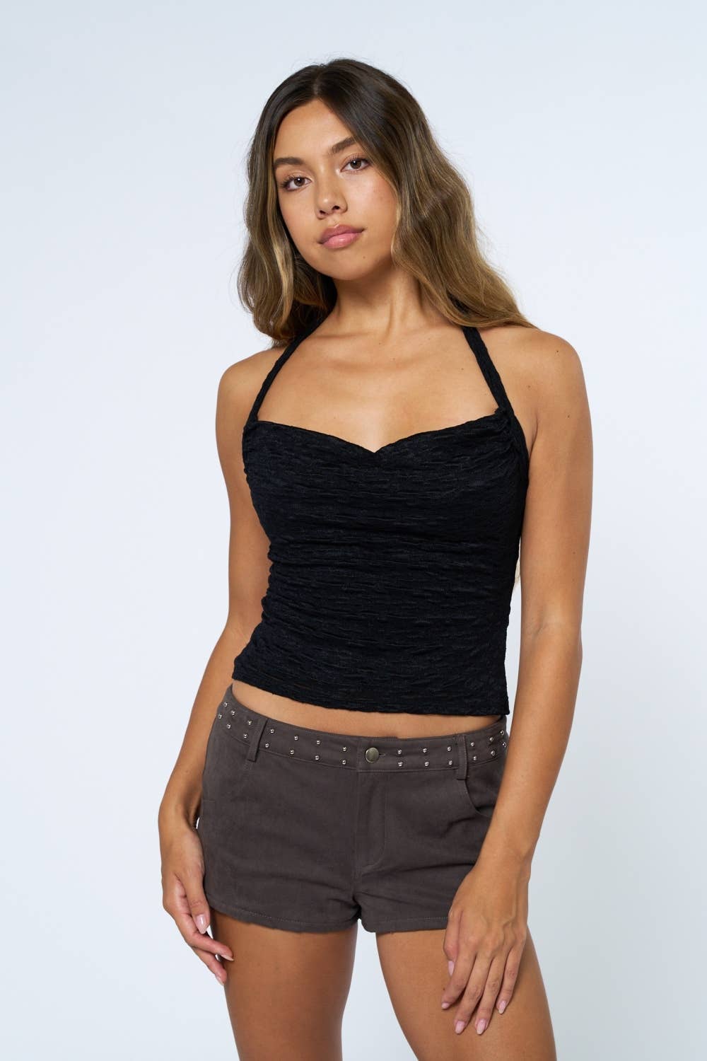 Cowl Halter Lace Top