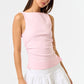 Knit Boatneck Tank with Side Ruched Detailing