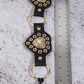 Intricate Heart Faux Leather Panels Chain Belt
