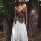ISOLA Scalloped Sequin Chiffon Open Back Halter Top