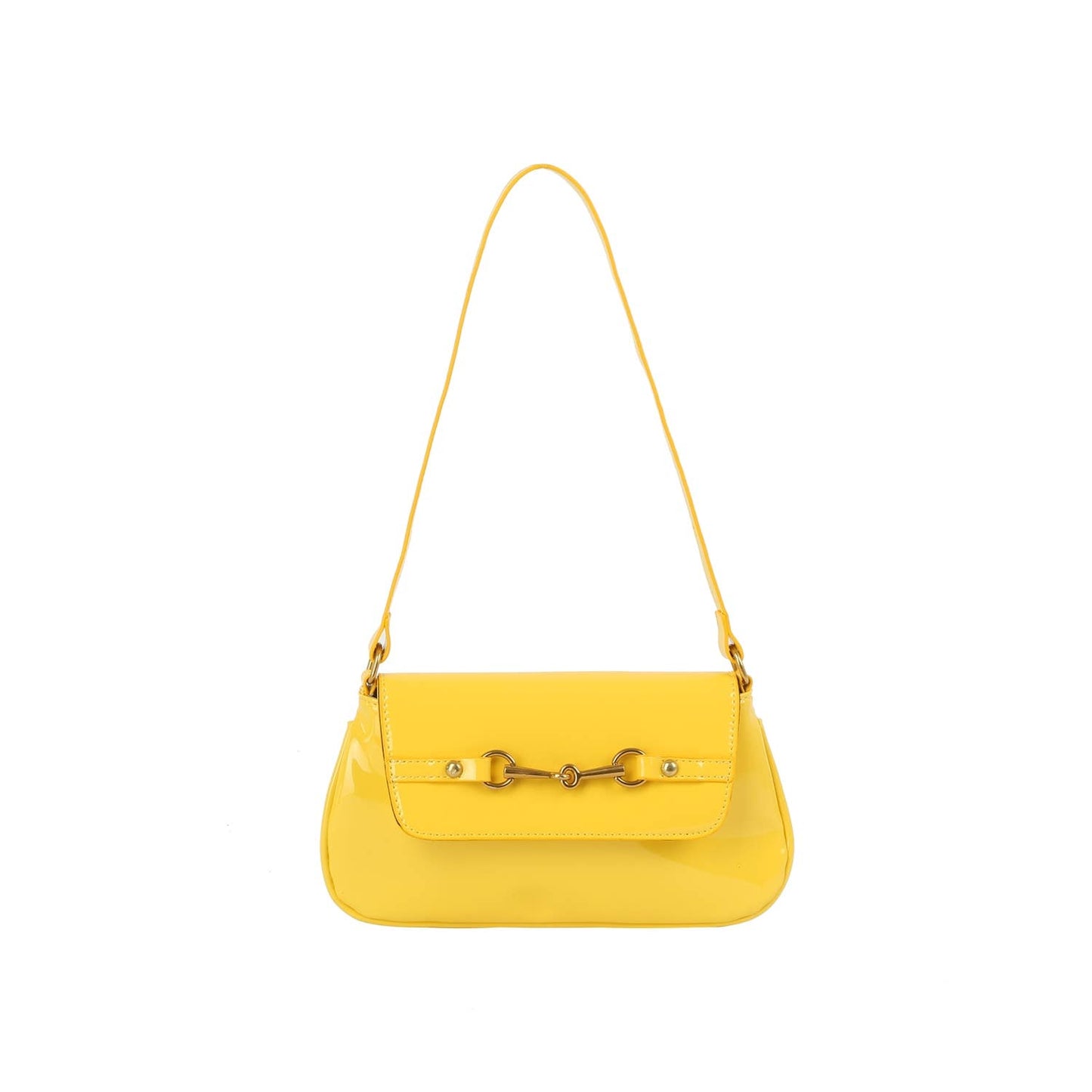 Latch Accent Glossy Leather Hand Bag