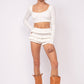 White Eyelet Ruffle Mini Shorts