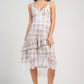 PLAID HEMMED LACE TRIMMED DRESS