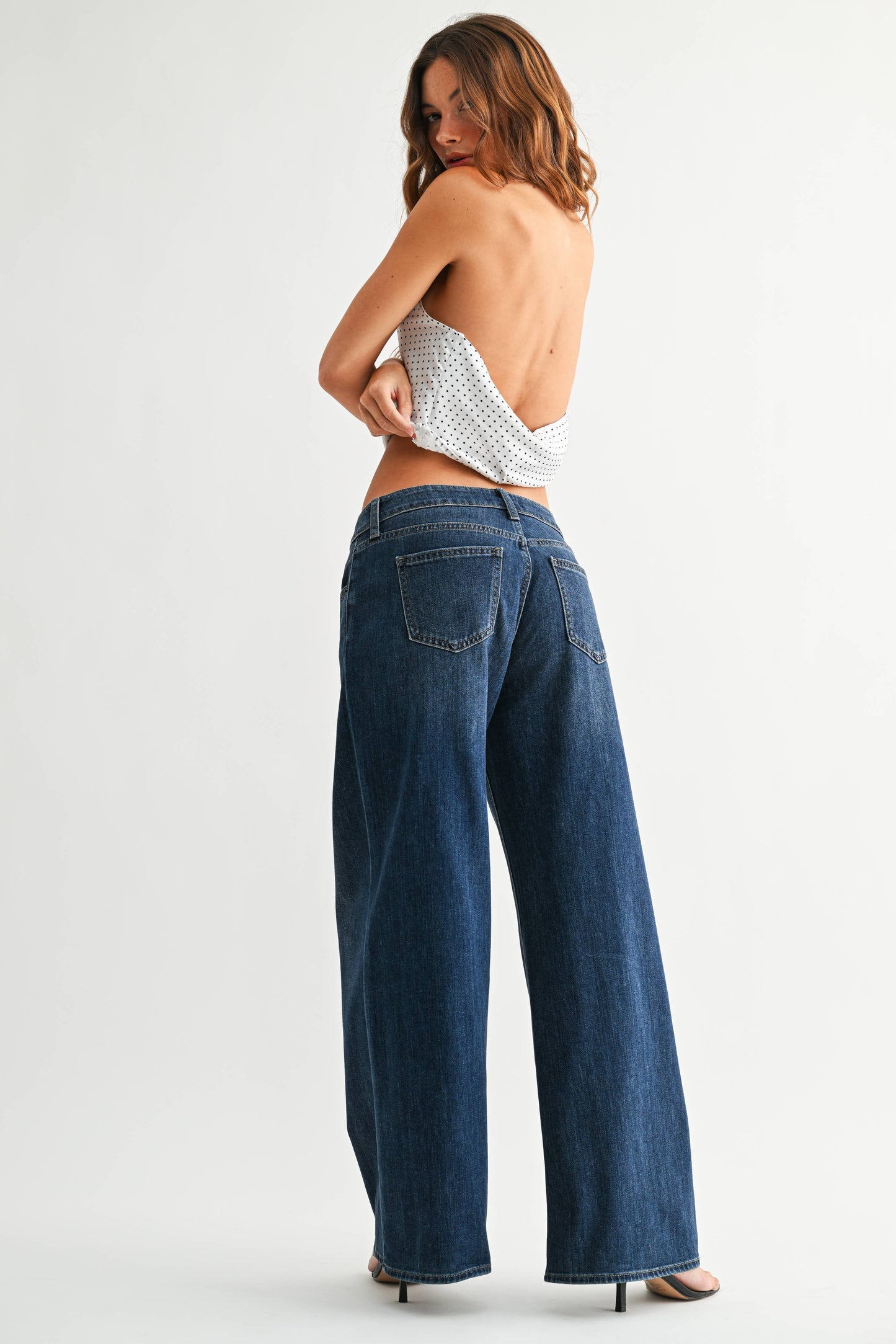 Mid Rise Stretch Palazzo - DARK DENIM