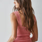 Knit Seamless Ribbed Tank Top with Lace Trim