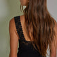 Knit Seamless Ribbed Tank Top with Lace Trim