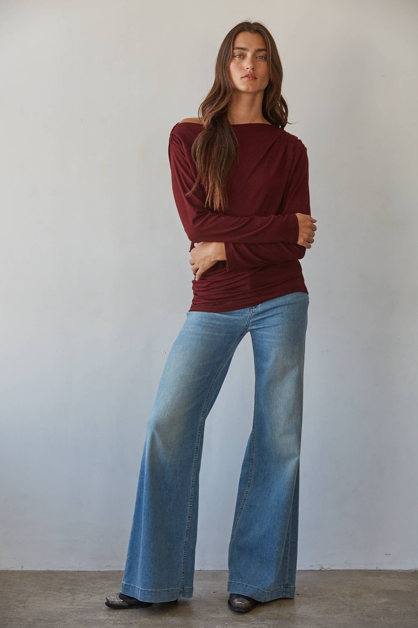 Cream Asymmetric Long Sleeve