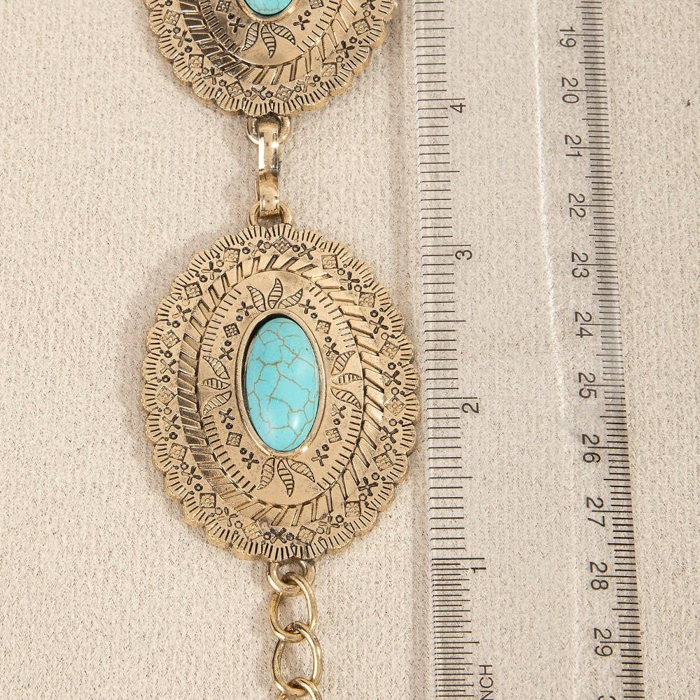 Oval Turquoise Concho Disc Chain Belt