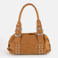 Grommet Accent Suede Hand Bag