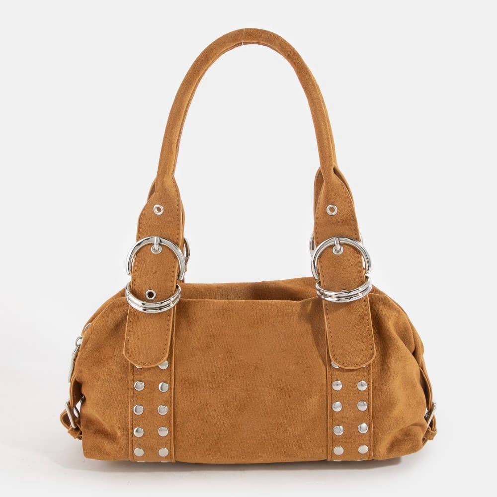 Grommet Accent Suede Hand Bag