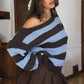 MADDEE Off-the-Shoulder Rugby Knit Sweater
