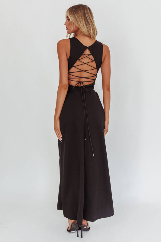 HIGH NECK RUCH MAXI DRESS