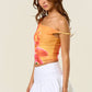 Orange Twist One Shoulder Mesh Top