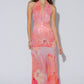 Floral Print Plunging Halter Maxi Dress