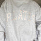 Pearl Grey Mockneck Pilates Embroider Sweatshirt