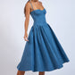 Denim Fit & Flare Midi Dress