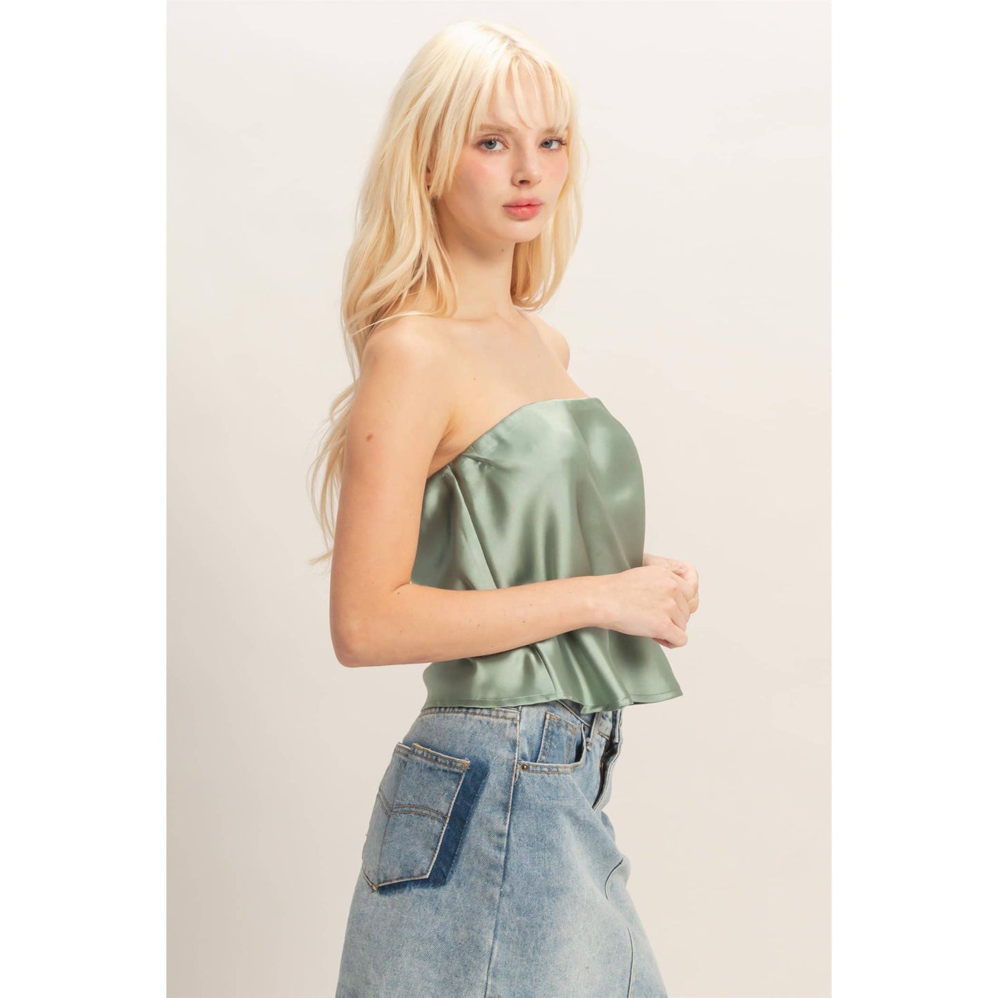 Satin Strapless Tube Top