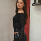 Maple Leaf Lace Boat Off-Shoulder Long Sleeve Top