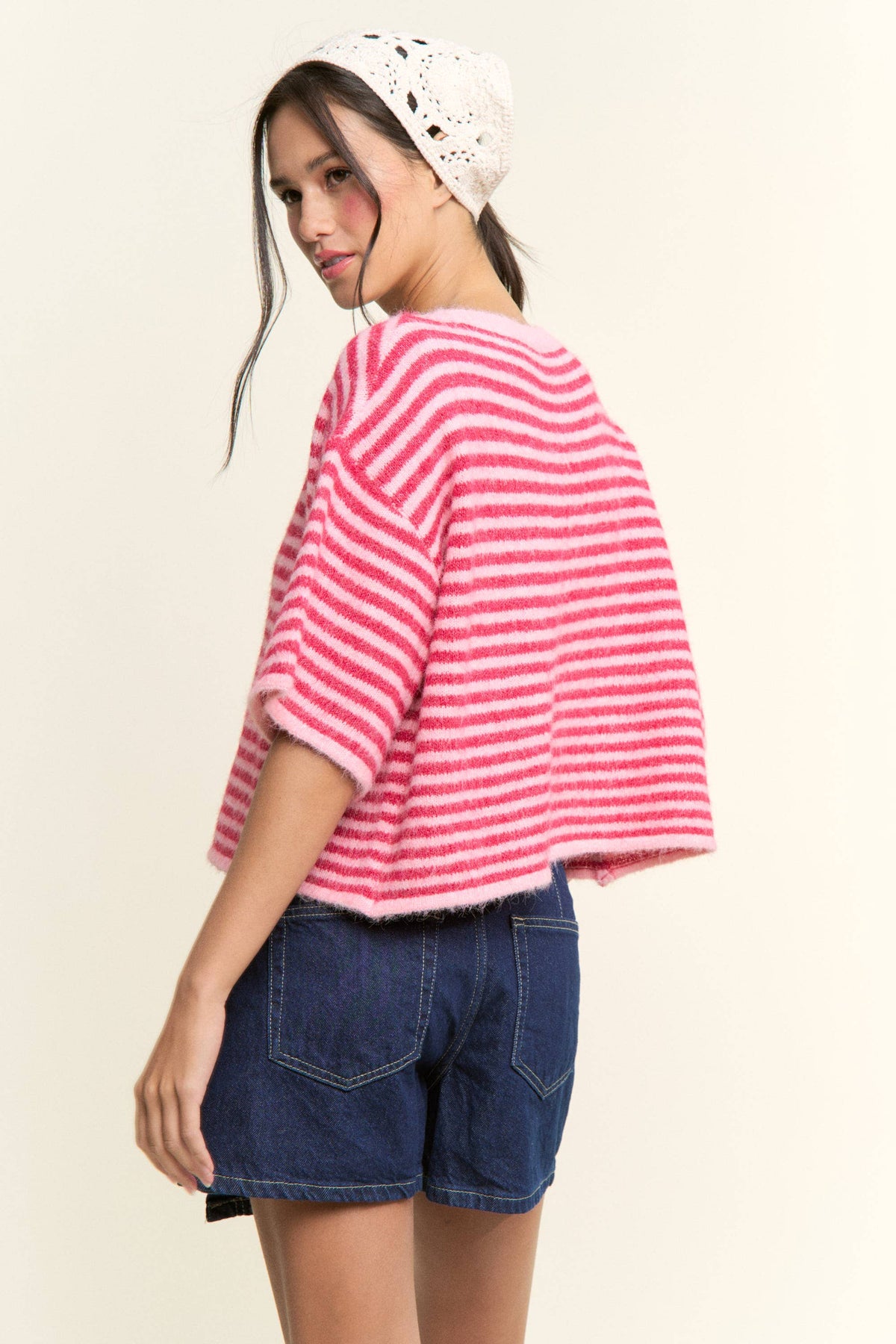 Multi Striped Cropped Soft Knit