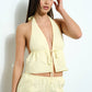 Yellow Halter Neck Eyelet Top