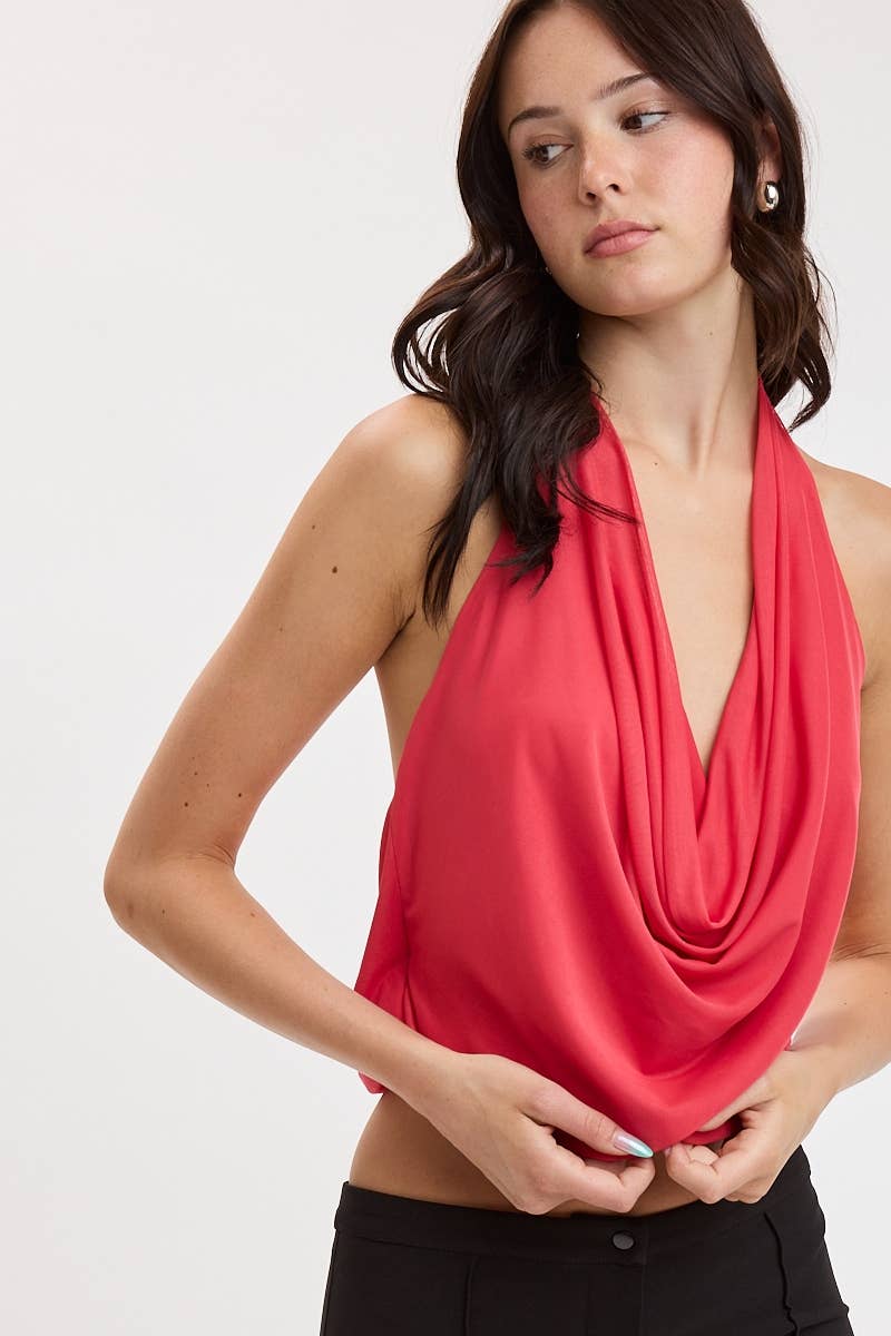 SOLID COLOR V-NECK TOP