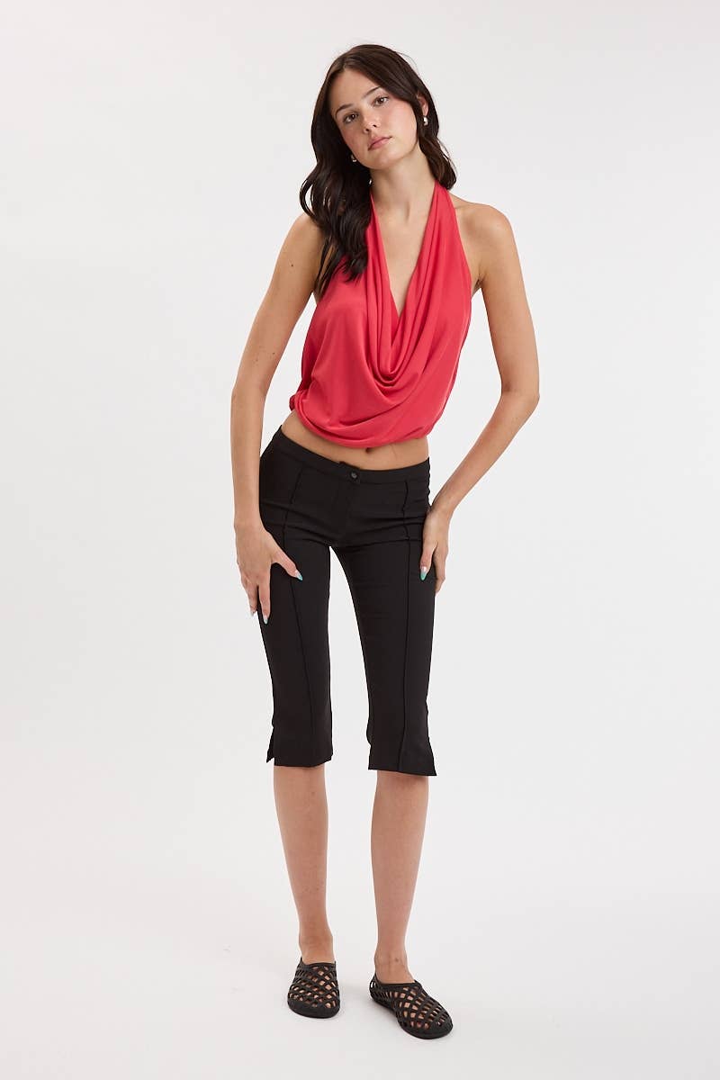SOLID COLOR V-NECK TOP