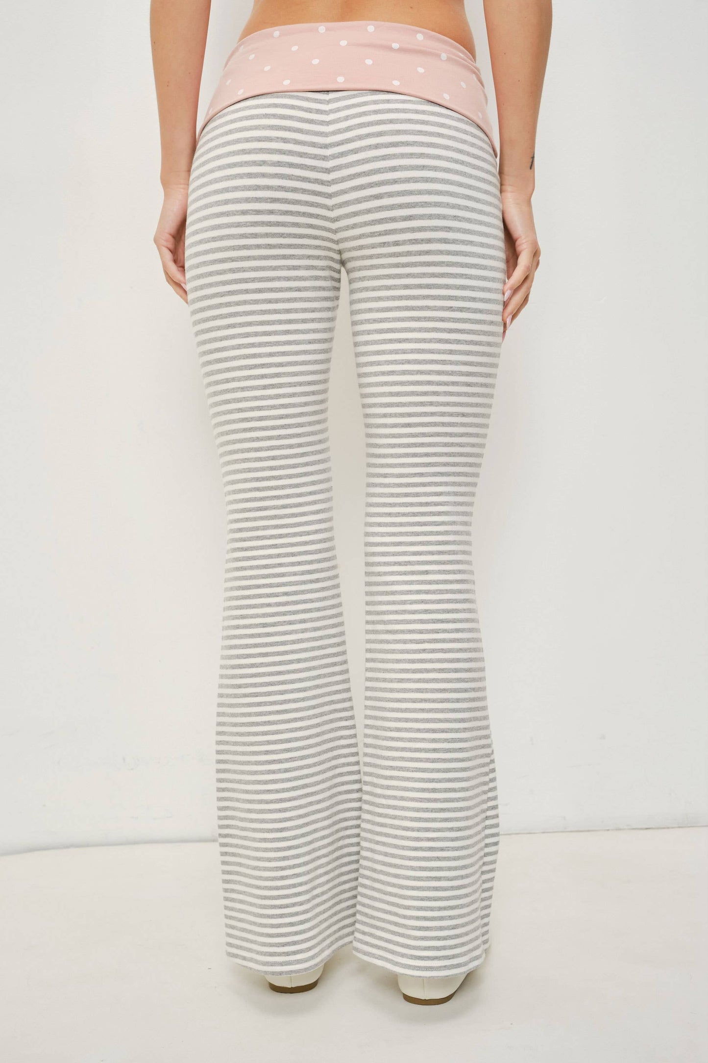Pink Polka Dot Fold Over Pants
