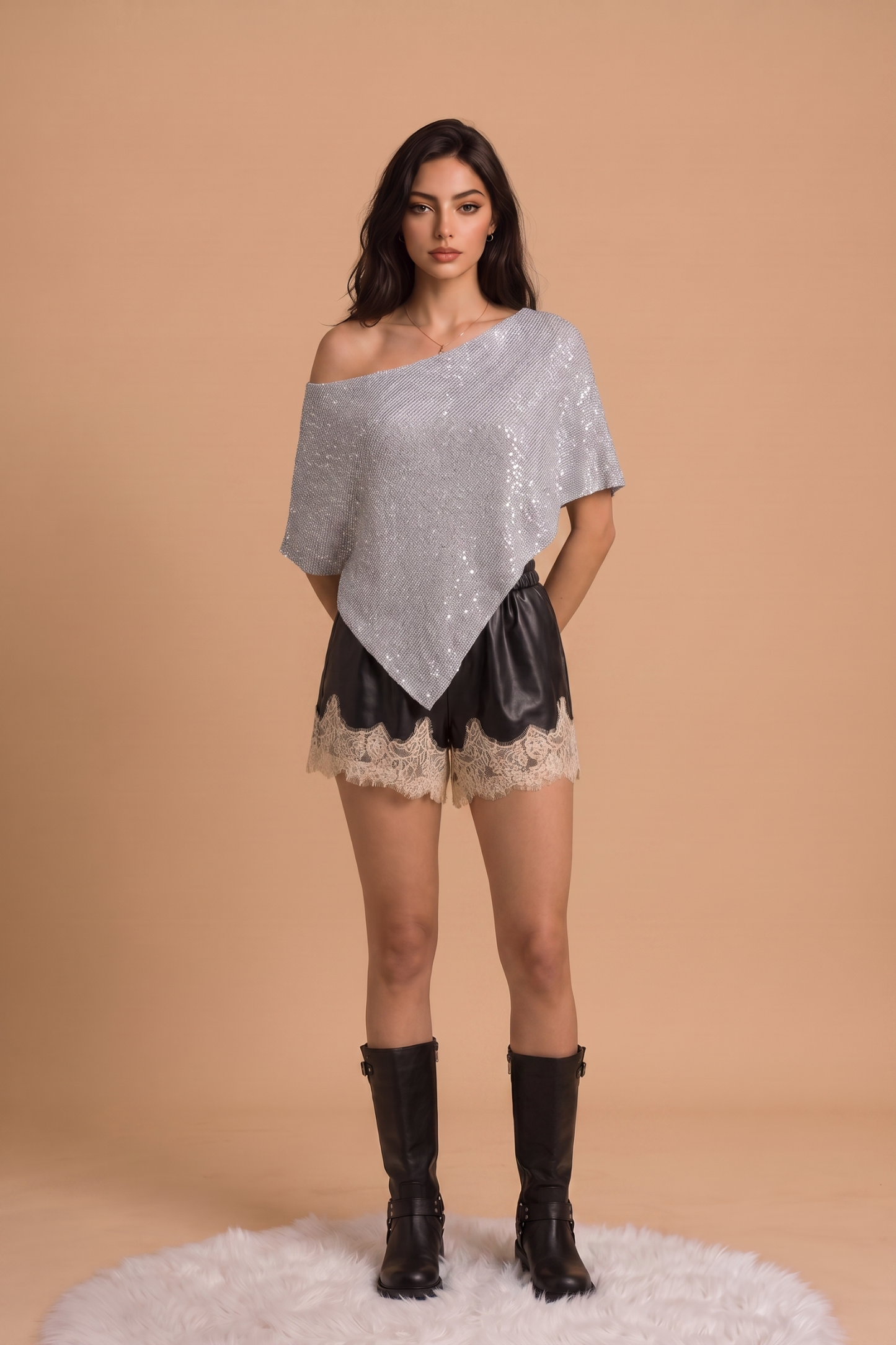 SEQUIN SWEATER PONCHO