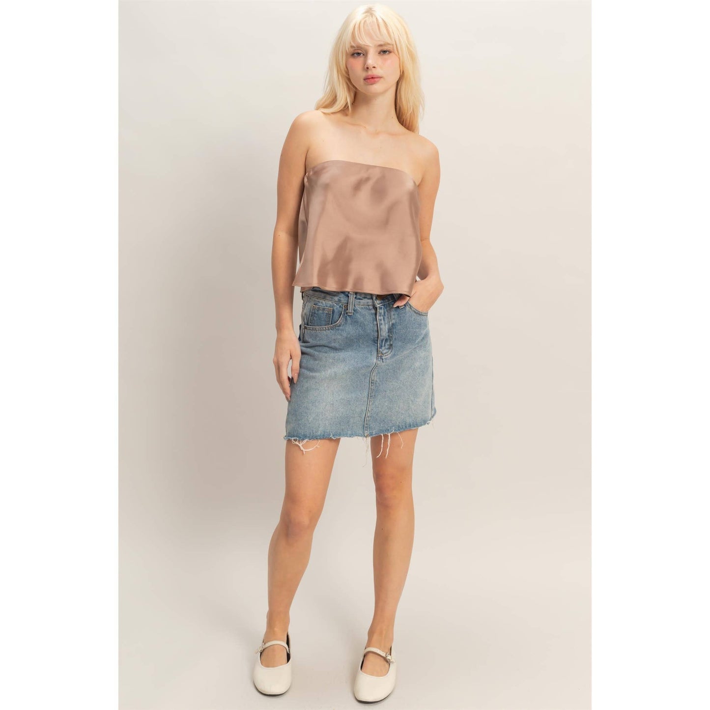 Satin Strapless Tube Top