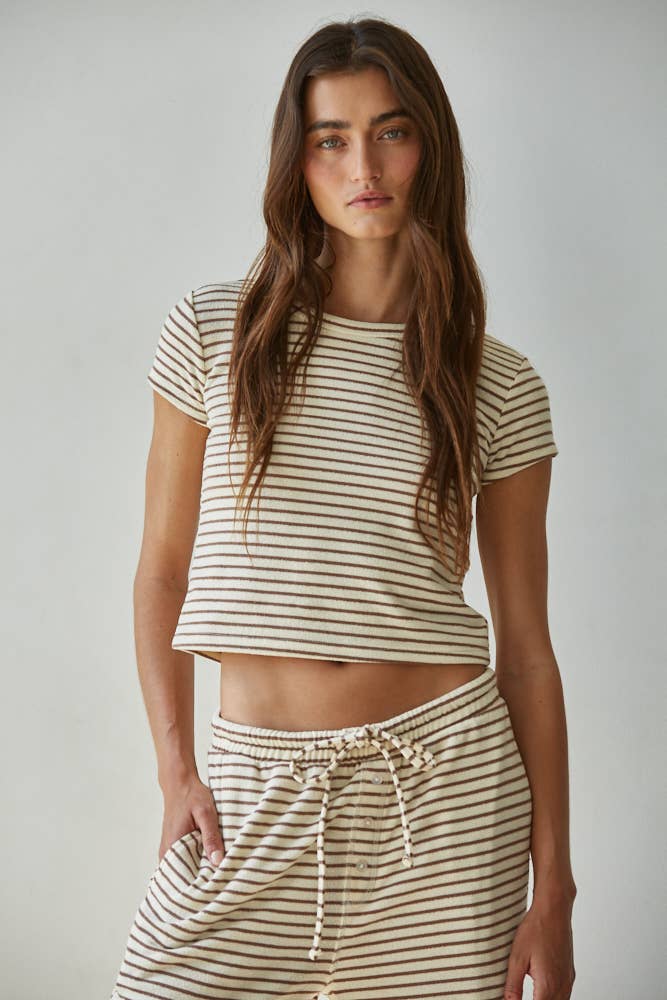 Knit Striped Short Sleeve Top