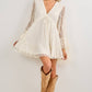 RUFFLED V NECK MINI DRESS