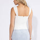 White Solid Mesh Corset Top