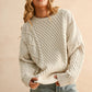 ROUND NECK CABLE KNITTED TOP