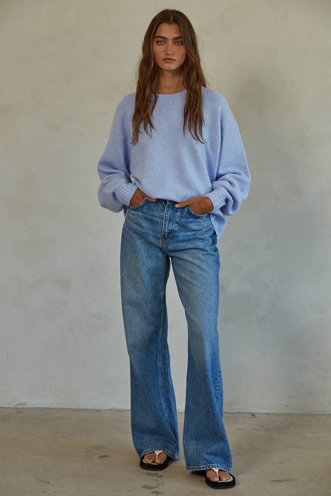 Knit Sweater Crew Neck Pullover Top