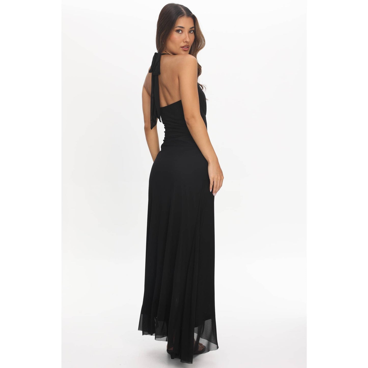 DEEP V HALTER MAXI DRESS
